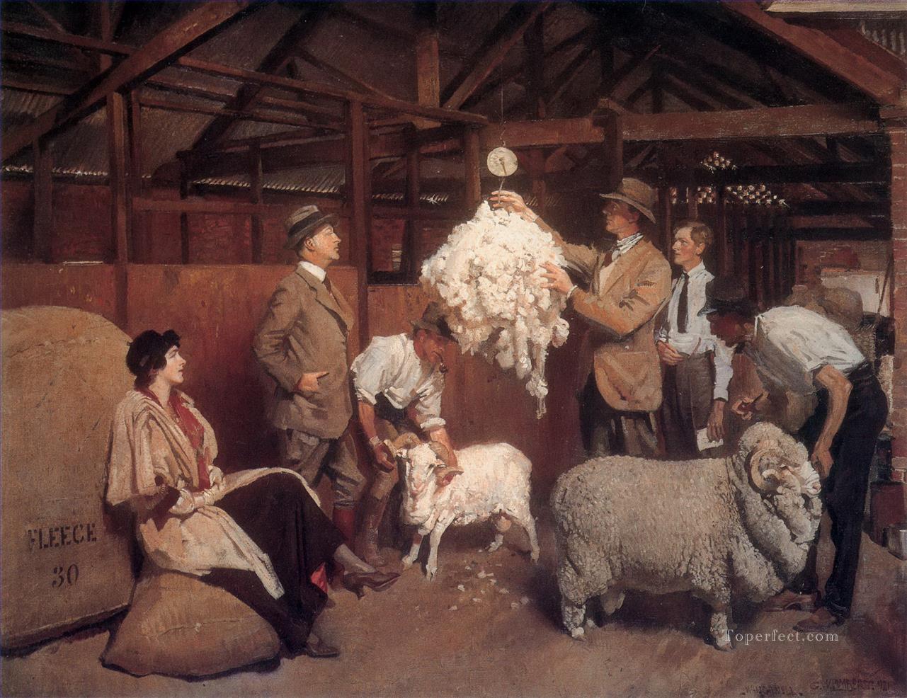 weighing the fleece 1921 George Washington Lambert portraiture Oil Paintings